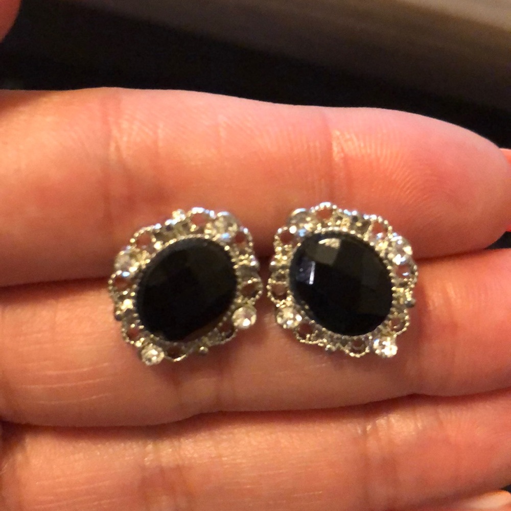 Beautiful black onyx stud earrings